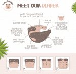 One Size Dragon Fruit Pocket Diaper: Handmade Reusable Birth to Potty Toddler Boy or Girl Water Resistant Cloth Diaper with 1 Bamboo Inserts, Baby QUOKKA ? - Image 3